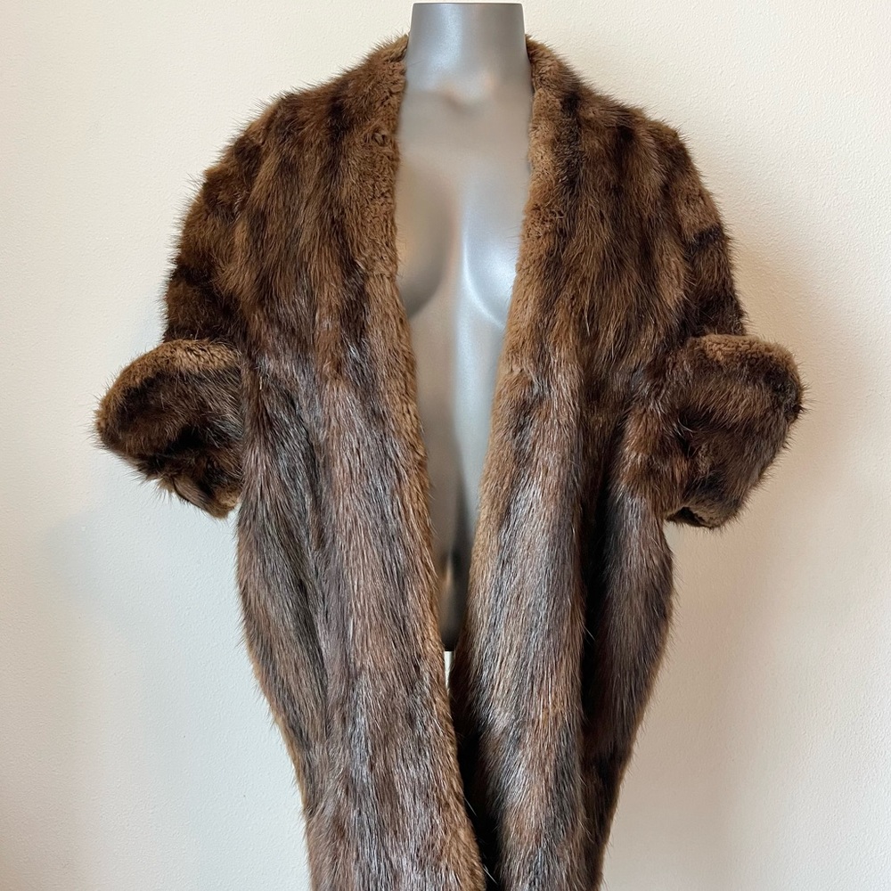 Real Fur Stole Mink Lined Shawl 50’s 60’s Mob Wife